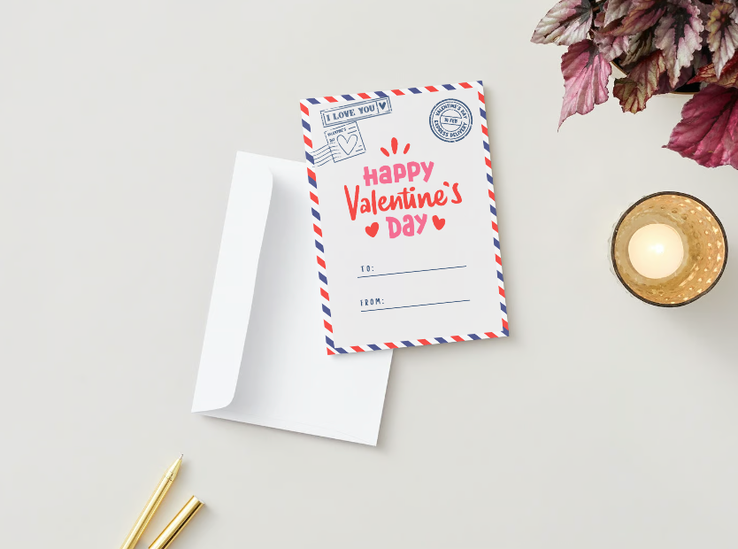 Postcard-style Valentine's Day Card